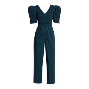 SEA GAIA Smocked Cotton Jumpsuit Size 8 NWT